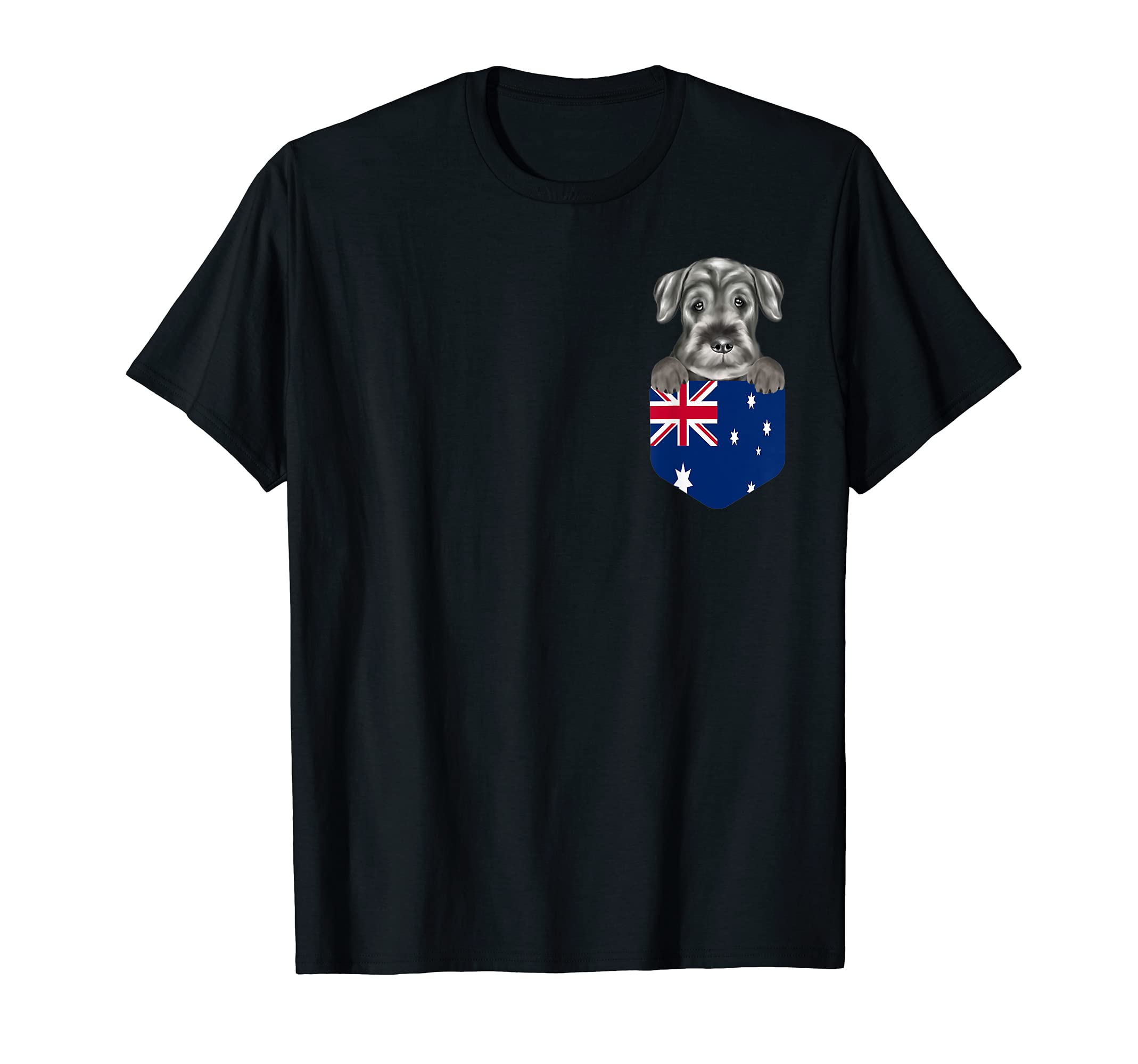 Australia Flag Standard Schnauzer Dog In Pocket T-Shirt