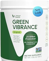 Vibrant Health Green Vibrance Vegan Superfood Powder, 15 Servings | Greens blend with spirulina, chlorella, wheatgrass and ba