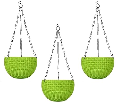 Truphe Balcony Hanging Flower Pots Set of 3 (Green)