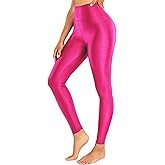 Sghenr Women's High Waisted Yoga Pants Tummy Control Shiny Sports Tights Workout Leggings
