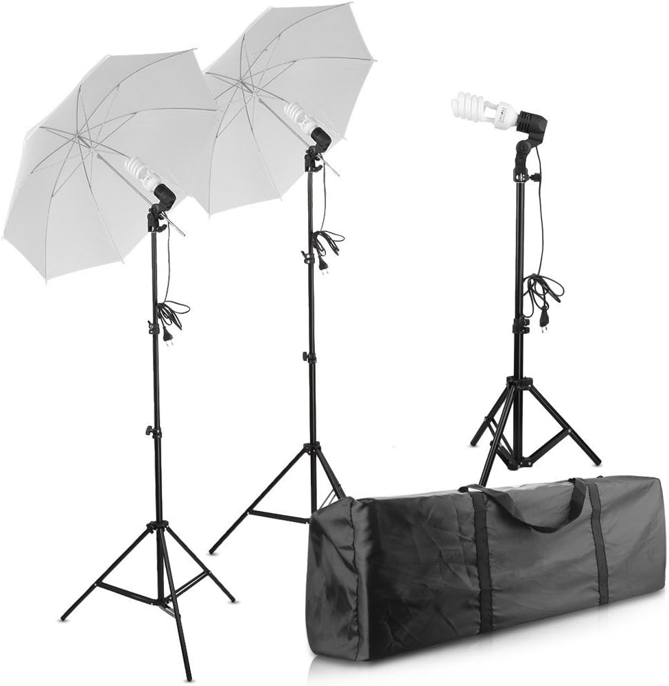 Photo Studio Excelvan Kit d'Eclairage Parapluie Photo 3 x 45W 5500K