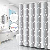 Miorkly Grey Shower Curtain 180x180 cm Mould-Proof Waterproof 12 Hooks