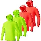 Men's Fishing Hoodie Shirts 4 Pack/5 Pack Sun Protection UPF 50+ Running Swimming Rash Guard Shirt