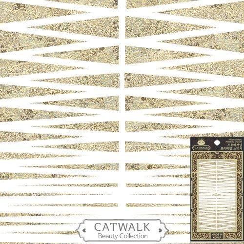 Catwalk Premium Peel-N-Stick Holographic Nail Stickers (Gold Triangle Strips Metallic)