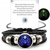 VBWEOI Gleym Bracelet, Zodiac Signs Spirit Bracelet, Multilayer Adjustable 12 Constellation Zodiac PU Leather Bracelet, Gleym Manifestation Bracelet Jewelry Gifts for Women and Man