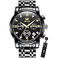 OLEVS Mens Watches Chronograph Business Dress Quartz Stainless Steel Waterproof Luminous Date Wrist Watch