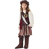 CFGPMM Girls Pirate Costume Renaissance Princess Dress Up for Kids with Pirate Hat for Halloween Cosplay Party Toddler Outfit