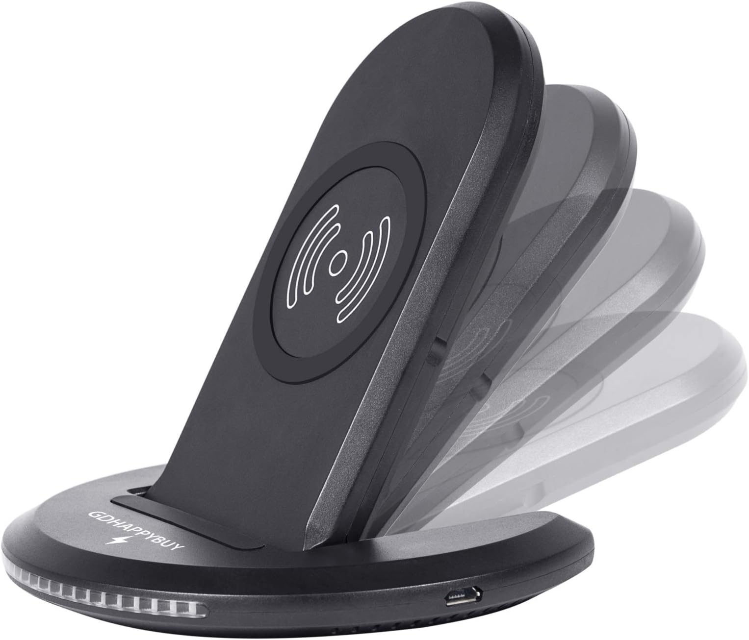GDHAPPYBUY Foldable Qi Certified 10W Fast Wireless Charger Charging Pad Stand for iPhone Xs MAX/XR/XS/X/ 8/8 Plus/X,Samsung Galaxy S10/S10E/S10 Plus/Note 9/S9/S9+ /S8/S8+/,LG and More