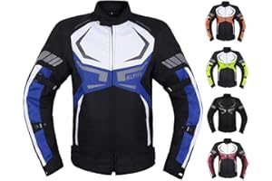 ALPHA CYCLE GEAR MOTORCYCLE JACKET MENS CE ARMORED BIKERS RIDING RACING WATERPROOF ALL SEASON JACKET (BLUE, MEDIUM)