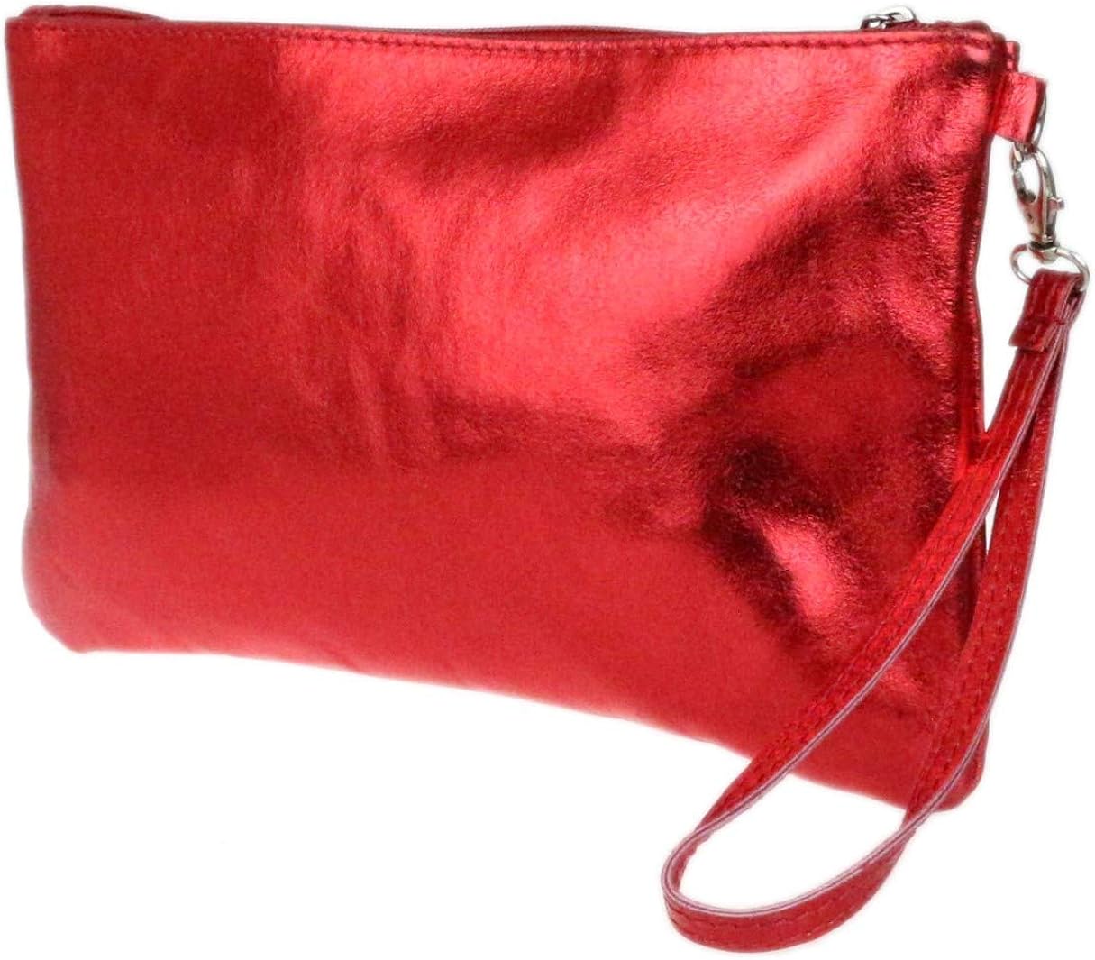 Girly Handbags Italian Snake Skin Metallic Leather Clutch Bag - Image 3