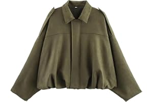 Bnigung Womens Faux Suede Bomber Jacket Casual Lapel Pilot Cropped Coat Oversized Motorcycle Jackets 2025 Outerwear