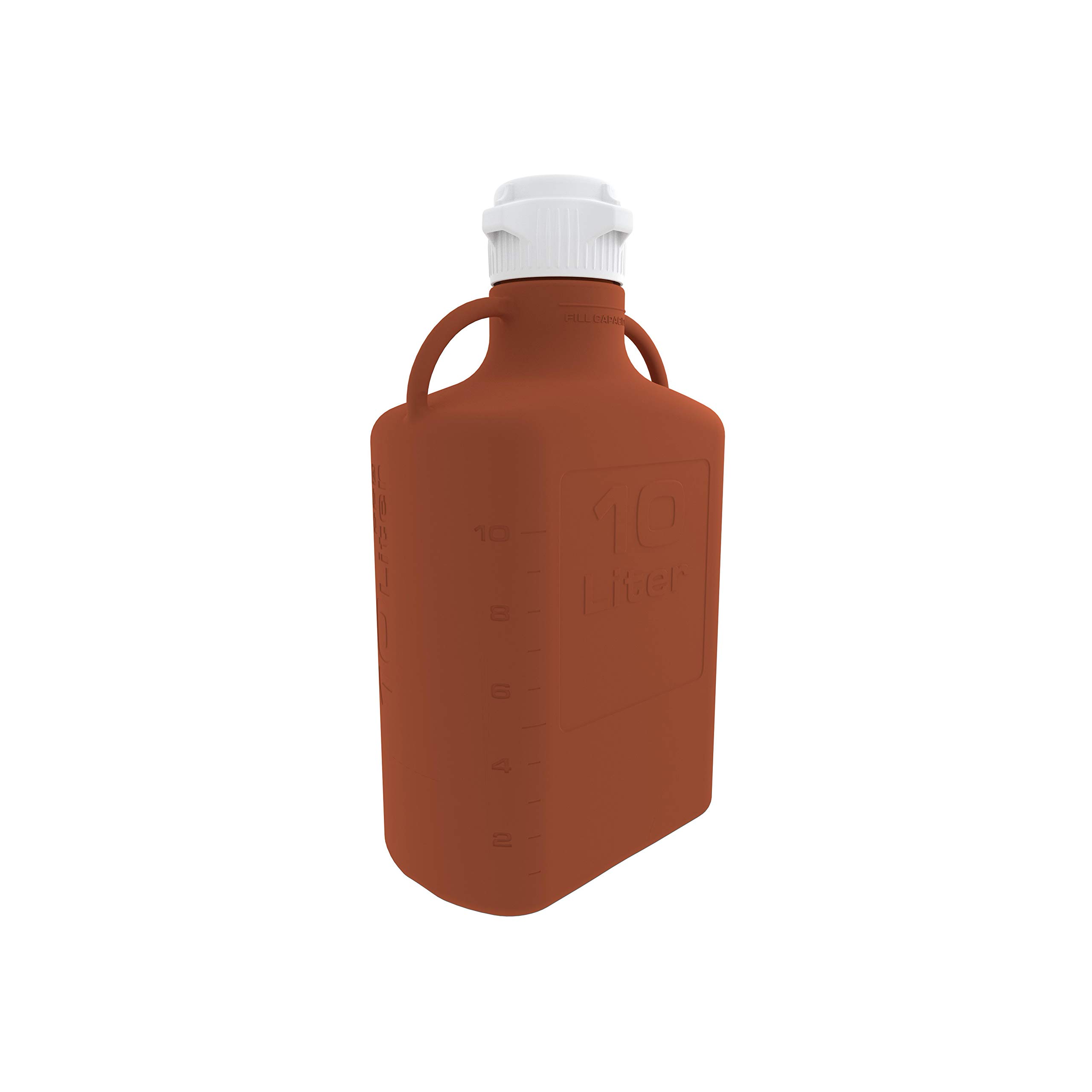 EZgrip 10L (2.5 Gal) Light Blocking Amber HDPE Space Saving Carboy with 83mm (83B) VersaCap and 13L Max Capacity