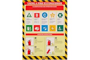 Yellow Safety - Workplace Safety Poster - Non-Lamintated, 12 x 16" (Fire Extinguisher)