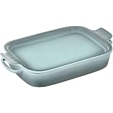 Le Creuset Stoneware Rectangular Dish w/Platter Lid, 14 3/4" x 9",Sea Salt