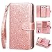 HIDAHE Galaxy S10 Plus Wallet Case, S10 Plus Pink Case Cover with Kickstand,9 Card/Cash Slots,Magnet Clip,Wrist Strap,PU Leather Wallet Flip Phone Case for Samsung Galaxy S10 Plus (6.4 inch),Pink
