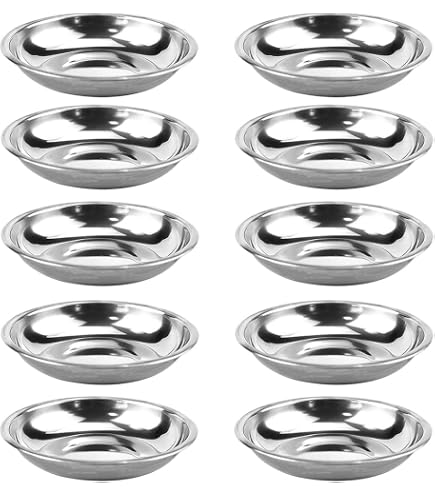 10 Petites Assiettes En Inox Rondes Pour Sauces, Apéros Et Desserts – Résistantes Et Pratiques Pour La Table - 9