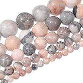 Natural Stone Beads 8mm Pink Zebra Jasper Beads Gemstone Round Loose Beads Crystal Energy Stone Healing Power for Jewelry Making DIY,1 Strand 15"