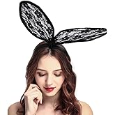 Aceorna Sexy Lace Bunny Ear Headband Black Hair Hoop Rabbit Ears Hairband Party Decoration Headdress Cosplay Costume Headwear Costume Hair Accessories for Nightclubs,Masquerade