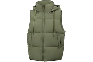 Aokivvy Women'S Puffer Vest With Pockets Thicken Zip Up Removable Hooded Sleeveless Winter Stand Collar Warm Gilet