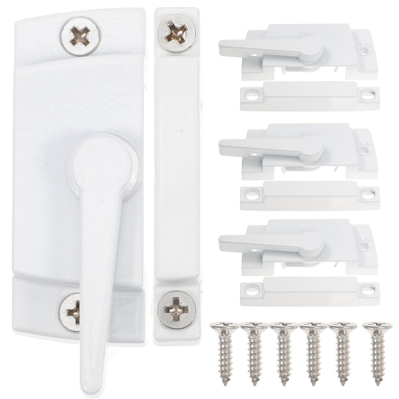 Angoily Window Sash Locks 4 Pack Zinc Alloy Sliding Window Safety Locks with Screws Replacement Parts for Child Security and Privacy Protection