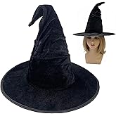 Moyubath Halloween Witch Hat, Ruched Witches Hats for Women Wizard Hats Halloween Costume Accessories Cosplay Party Decorations Favors