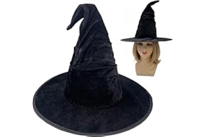 Moyubath Halloween Witch Hat, Ruched Witches Hats for Women Wizard Hats Halloween Costume Accessories Cosplay Party Decorations Favors