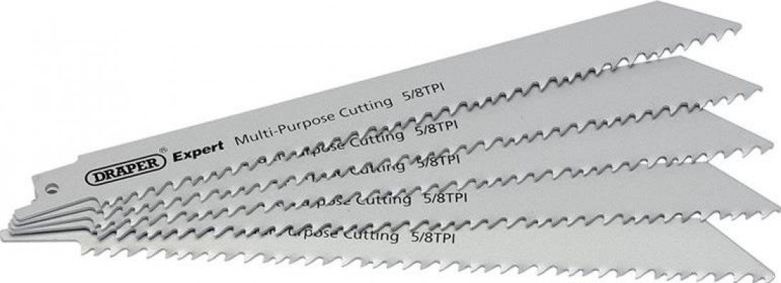 Draper 02313 Expert 150mm 5/8 Teeth Per inch HSS Reciprocating Saw Blades for Multi Purpose Cutting (Pack of 5)