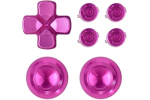 eXtremeRate Pink Aluminum Analog Thumbsticks & Bullet Buttons & D-pad Replacements Kits Metal Buttons for ps4 Slim Pro Contro