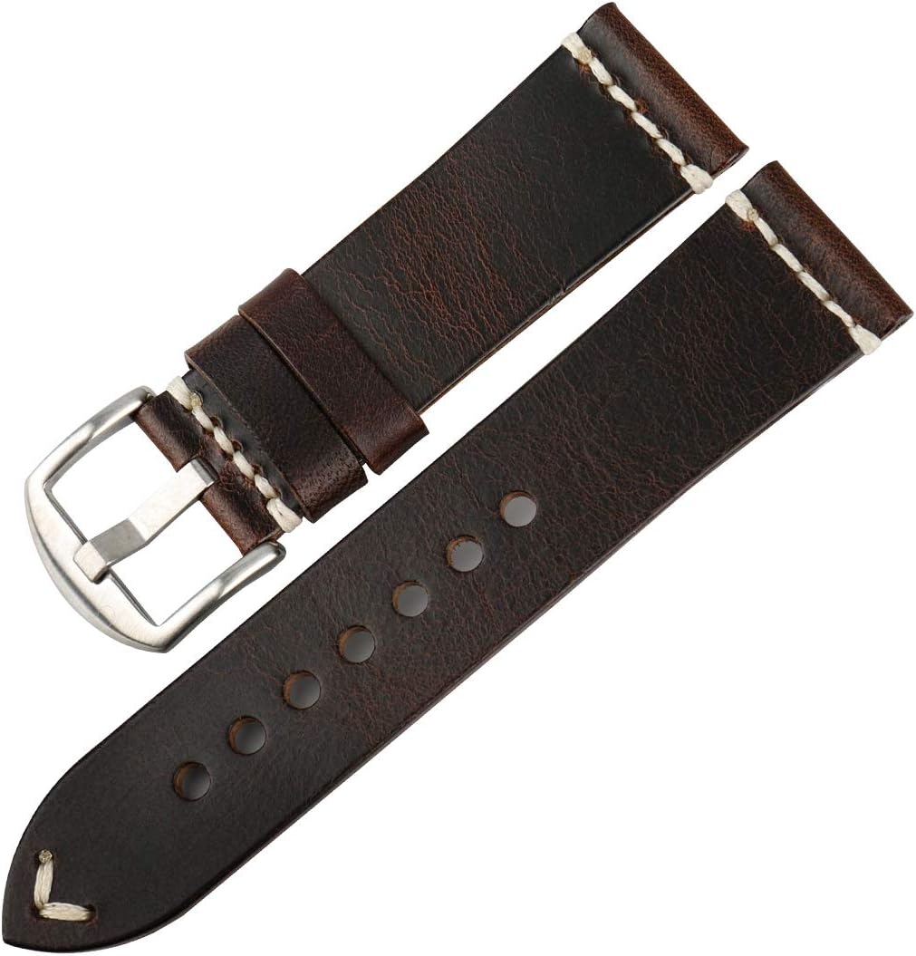 Watch Band 20mm 22mm 24mm, Vintage Oil Wax Leather (Greasedleather) Watch Strap 6 Colors Available Watchband