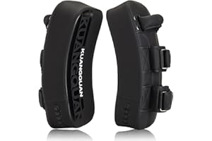 KUANG QUAN Muay Thai Pad, Curved Kickboxing Strike Shield for Training, Polyester MMA Martial Arts Target, Black, One Pairs