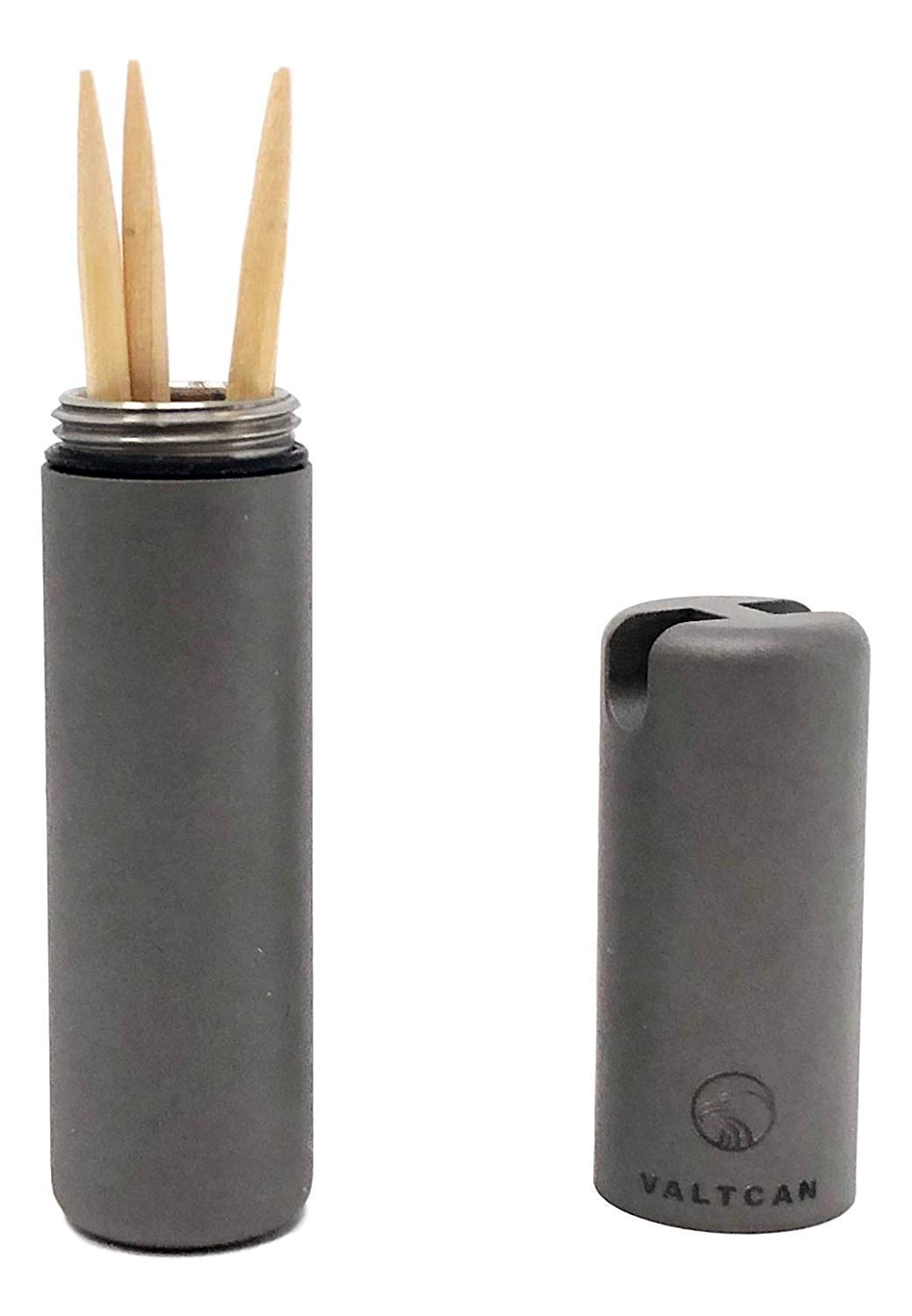 TOOTHPICK HOLDER Titanium Pill Canister Keychain VALTCAN Pocket Design