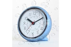 URWISE Shower Clock, Shower Clock Waterproof, Clocks for Bathroom, Silent Non-Ticking, Prevent Mist, with 3 suction cups (4 Inches Blue)