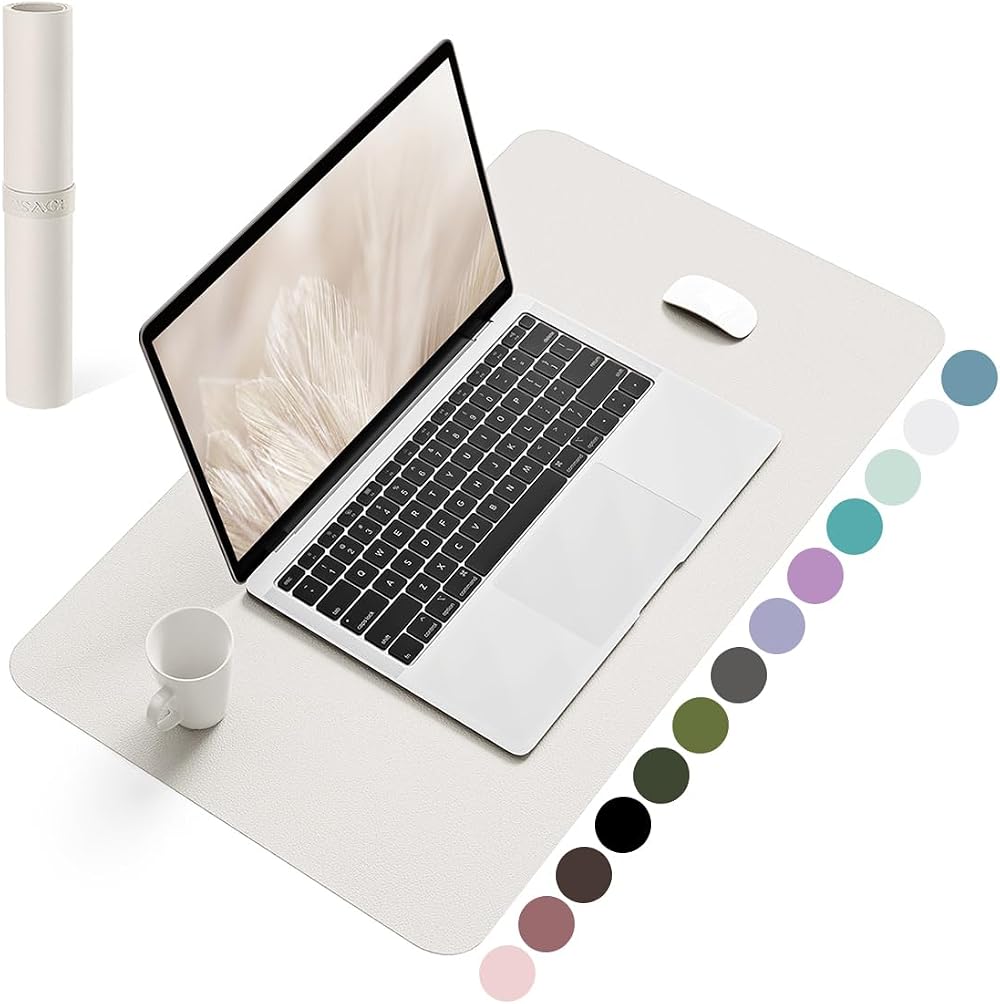 YSAGi Non-Slip Desk Pad 60 x 35 cm Gray Waterproof PVC Leather Desk Protector