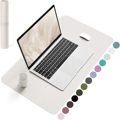YSAGi Non-Slip Desk Pad 60 x 35 cm Gray Waterproof PVC Leather Desk Protector