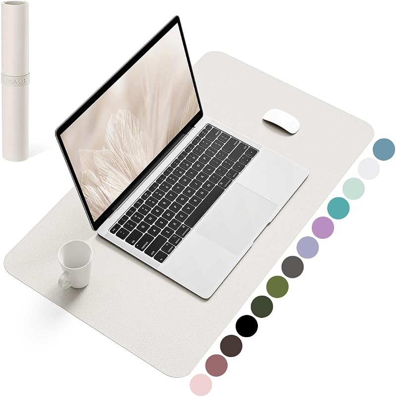 YSAGi Non-Slip Desk Pad 60 x 35 cm Gray Waterproof PVC Leather Desk Protector