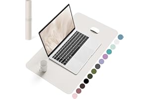 YSAGI Non-Slip Desk Pad,Mouse Pad,Waterproof PVC Leather Desk Table Protector,Ultra Thin Large Desk Blotter, Easy Clean Laptop Desk Writing Mat for Office Work/Home/Decor (Apricot Gray, 23.6" x 13.7")