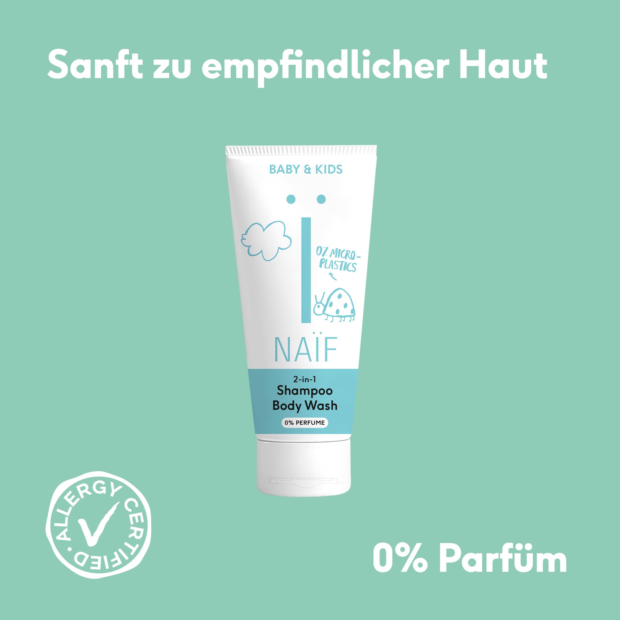 Naïf - 2 in 1 Shampoo & Duschgel - 0% Parfüm - Ohne SLES, Mikroplastik oder Silikone - Dermatologisch getestet - Inhaltsstoffe auf natürlicher Basis - 200ml 4