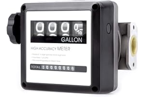 TUNTROL 1" Aluminum Mechanical Fuel Flow Meter 7-20 GPM for Disel Tank Transfer Pumps, 4-Digital Batch Display