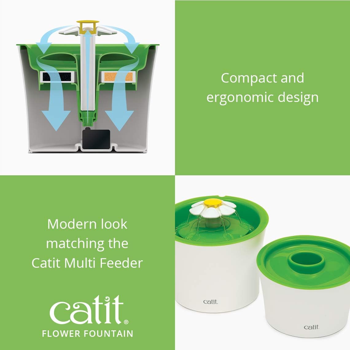 Catit Senses 2.0 Cat Flower Fountain 3L, Cat Water Fountain : Pet Supplies