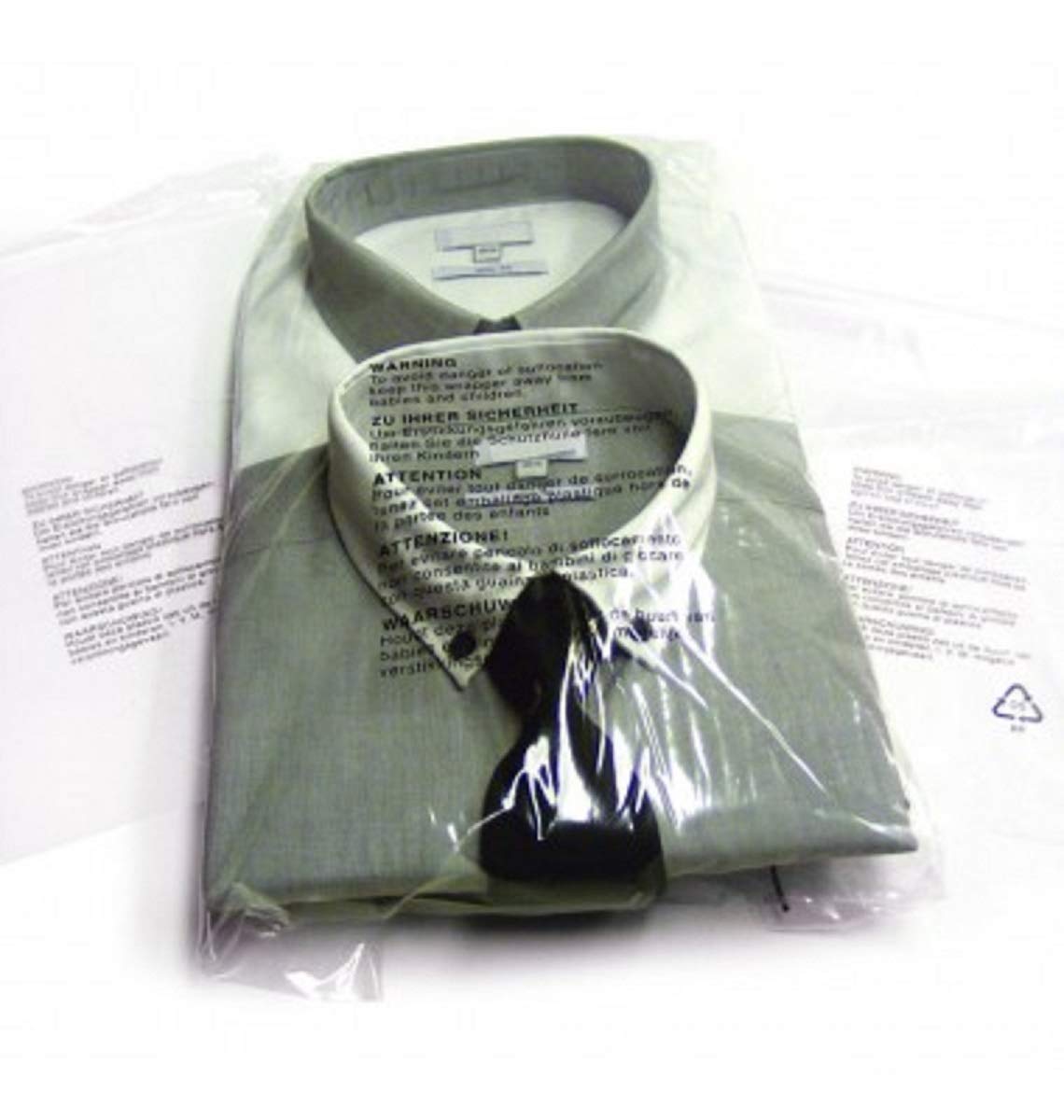 200 CLEAR TRANSPARENT PLASTIC SELF SEAL GARMENT BAGS WITH SAFETY WARNING (14" x 17")