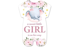 brayqu Pink Rose Baby Shower Party Invitations Girl Floral Elephant Baby Shower Shaped Invitations Fill-in Baby Shower Invites (20 Invitation Cards with Envelopes)