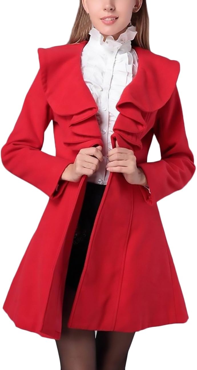 Azruma Damen Wollmantel Lang - Eleganter Trenchcoat Für Herbst & Winter