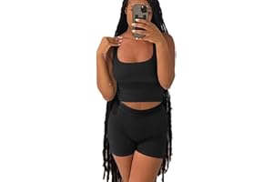 AYWA Casual Workout Sets Two Piece Outfits for Women Ribbed Crop Tank Top High Waist Leggings Active Wear