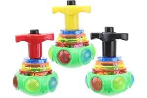 Toddmomy 3pcs Light up Gyro Flashing Music Rotating Toy Luminous Gyro Boy Girl Outdoor Toys for Boys and
