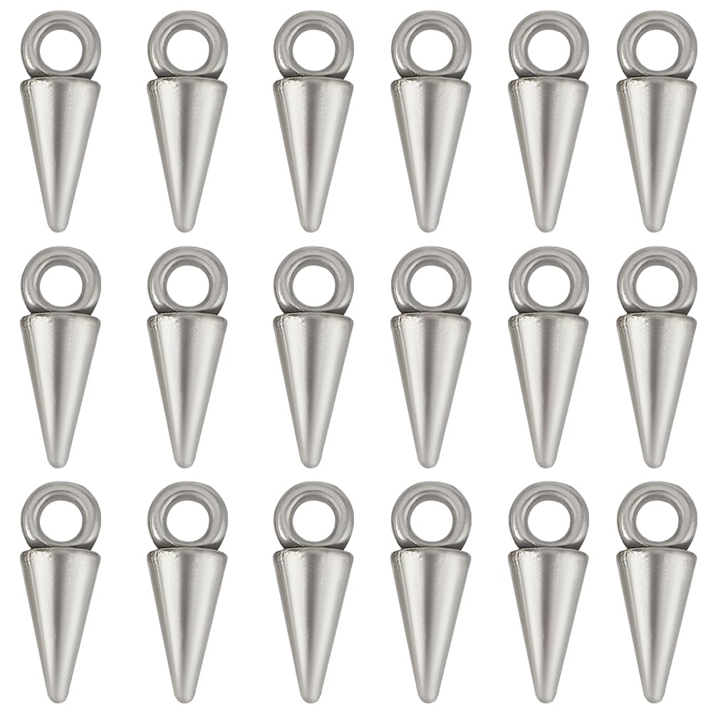 SUNNYCLUE 1 Box 200Pcs Silver Spike Charms Cone Charm Alloy Antique Gothic Punk Vintage Spikes Goth Circular Long Spikes Charm Bulk for jewellery Making Charms Diy Earrings Bracelet Necklace Craft