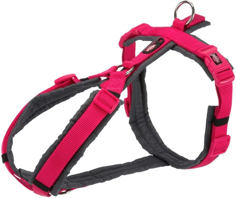 TRIXIE New Premium Trekking Harness, M-L: 62-74cm/25mm, Fuchsia/Graphite, Dog