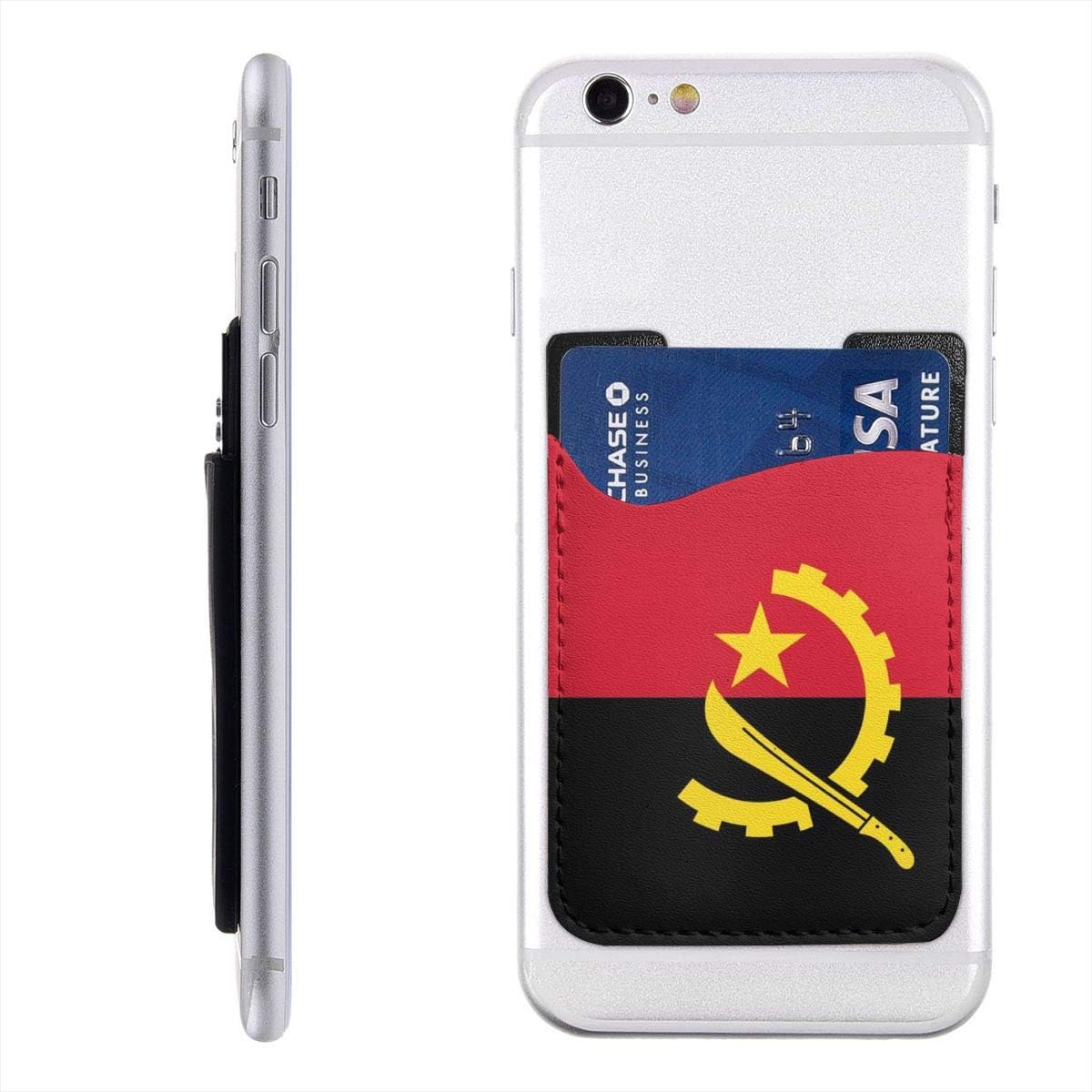 Angola Flag Phone Card Holder Mobile Cell Phone Cases Pouch Sleeve Pocket Funny Stick On Wallet for Business Credit Card & Id 2.4X3.5inch