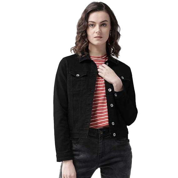 solid black denim jacket