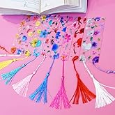 20 Pieces Floral Bookmarks with Colorful Tassels, Cute Transparent Page Marker Acrylic Flower Book Markers for Women Readers Teacher Student School-Opening Graduation Gifts