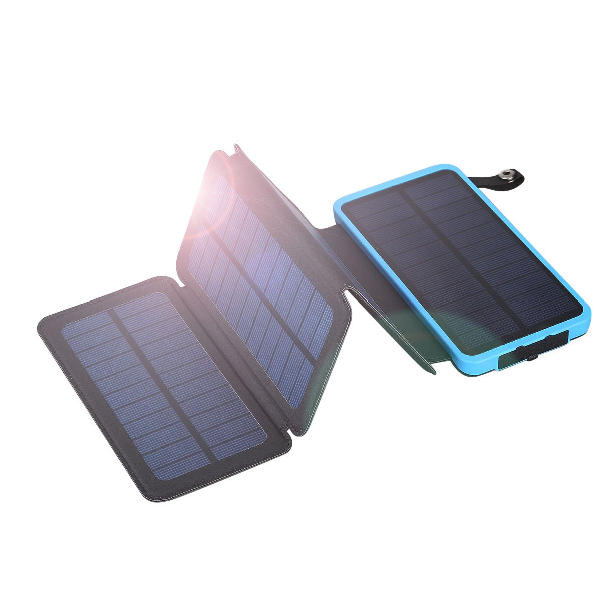 Solar Charger Power Bank 10,000mAh With 1+3PCS Solar Panels - FLOUREON Portable Mobile Phone Solar Charger Power Bank Dual USB 1.0A/2.1A Max IP67 Waterproof LED SOS Flashlight External Battery for iPhone, iPad, Samsung Galaxy and Android Ph